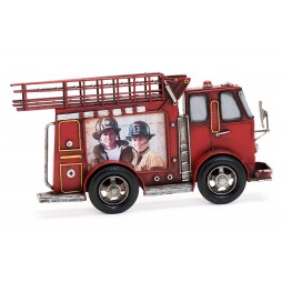 Feuerwehrauto mit Bilderrahmen zum Hängen Fun Artikel aus Metall - Dekoartikel