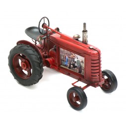 Traktor rot aus Metall mit Fotorahmen Größe ca. 25x13x17 cm - Antike Deko