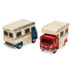 Wohnmobil rot aus Metall mit Spardose Größe ca. 25,2x12,5x16 cm - Antike Deko