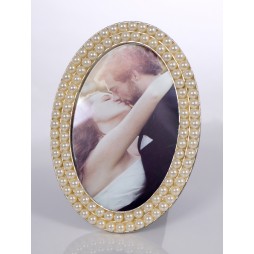 Hochzeitsrahmen Portraitrahmen OVAL 13x18 cm mit Perlen