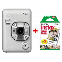 Fujifilm Instax LiPlay stone white Sofortbildkamera inkl. einen Doppelpack Filme 2x 10 Bilder