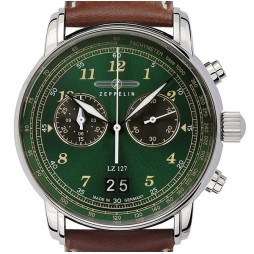 Zeppelin LZ-127 Herrenuhr Quarz Chronograph 86844 mit Lederarmband 