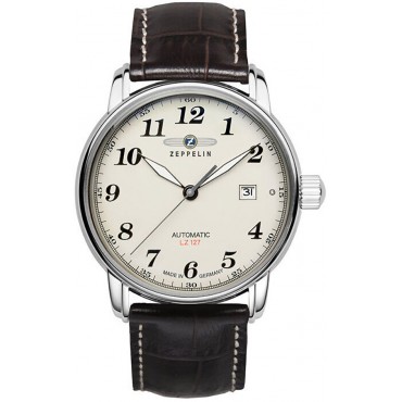 Zeppelin LZ-127 Herrenuhr Automatik 76565 mit Datum und Lederarmband