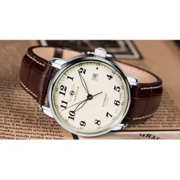 Zeppelin LZ-127 Herrenuhr Automatik 76565 mit Datum und Lederarmband