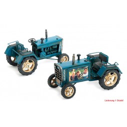Traktor Blau aus Metall mit Fotorahmen Größe ca. 25x15x18,5 cm - Antike Deko