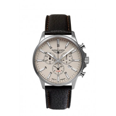 BAUHAUS Aviation Herrenuhr Quarz Chronograph 28805 mit Lederarmband