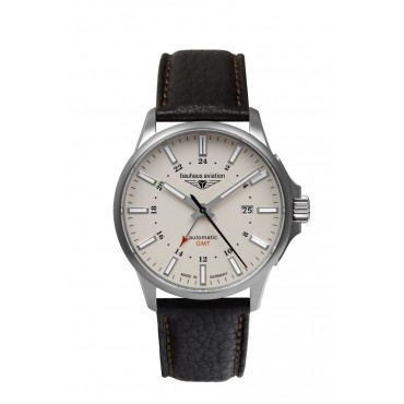 BAUHAUS Aviation Herrenuhr Automatik mit Dual Time 28685 und Lederarmband