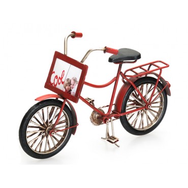 Fahrrad rot aus Metall mit Fotorahmen Größe ca. 26,5x8,5x14 cm - Antike Deko