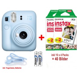 Fujifilm Instax mini 12 pastel blue inkl. 2x einen Doppelpack entspricht 4x 10 Bilder