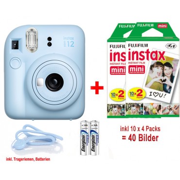 Fujifilm Instax mini 12 pastel-blue inkl. 2x einen Doppelpack entspricht 4x 10 Bilder