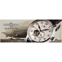 Zeppelin Herrenuhr LZ 127 Automatik 76665 mit offenem Herz und Lederarmband