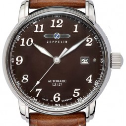 Zeppelin Herrenuhr LZ 127 Automatik 86563 mit Datum und Lederarmband