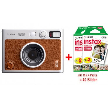 Fujifilm Instax Mini EVO braun inkl. 2x einen Doppelpack entspricht 40 Bilder