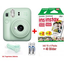 Fujifilm Instax mini 12 mint green inkl. 2x einen Doppelpack entspricht 4x 10 Bilder