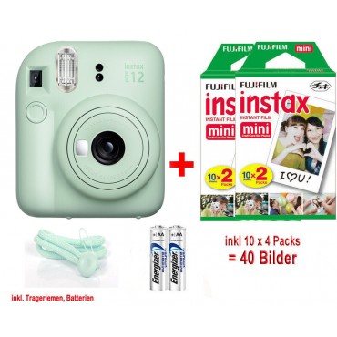 Fujifilm Instax mini 12 mint green inkl. 2x einen Doppelpack entspricht 4x 10 Bilder