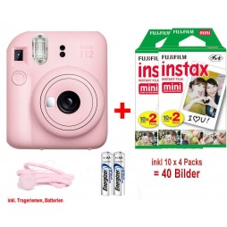 Fujifilm Instax mini 12 blossom pink inkl. 2x einen Doppelpack entspricht 4x 10 Bilder