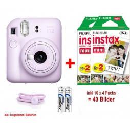 Fujifilm Instax mini 12 lilac purple inkl. 2x einen Doppelpack entspricht 4x 10 Bilder
