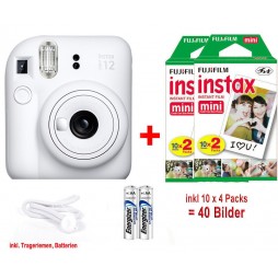 Fujifilm Instax mini 12 clay white inkl. 2x einen Doppelpack entspricht 4x 10 Bilder