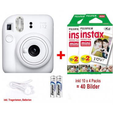 Fujifilm Instax mini 12 clay white inkl. 2x einen Doppelpack entspricht 4x 10 Bilder