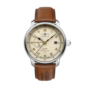 Zeppelin Méditerranée Herrenuhr Chronograph m. Mondphase 96365 mit Lederarmband