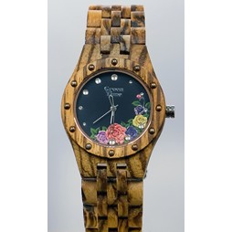 Greentime Holzuhr Wilma - Damen Armbanduhr aus Zebrano