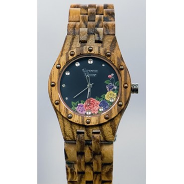 Greentime Holzuhr Wilma - Damen Armbanduhr aus Sandelholz