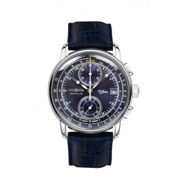 Zeppelin "100 Jahre" Herrenuhr Quarz Chronograph Blau 86703 mit Lederarmband