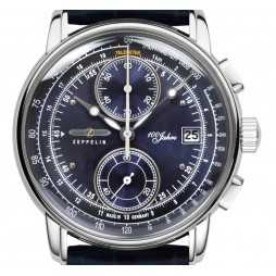 Zeppelin "100 Jahre" Herrenuhr Quarz Chronograph Blau 86703 mit Lederarmband