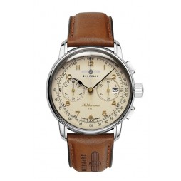 Zeppelin Méditerranée Herrenuhr Chronograph m. Mondphase 96365 mit Lederarmband