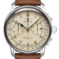 Zeppelin Méditerranée Herrenuhr Chronograph 96705 mit Lederarmband