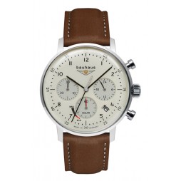 Bauhaus 2086-5 EDELSTAHL CHRONOGRAPH 41MM SOLAR POWER RESERVE Beige