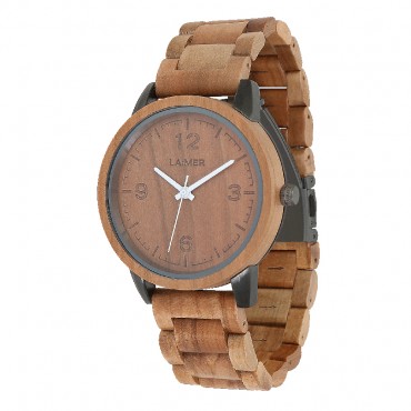 Laimer Holzuhr Eddi Herren Armbanduhr 100% Apfelholz