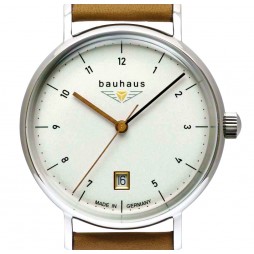 BAUHAUS Damen UHR 21411 silber / weißes Zifferblatt 36 mm + Datum Damenuhr
