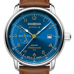 Zeppelin Méditerranée Blau Herrenuhr Automatik 96683 mit Lederarmband