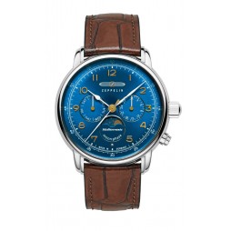 Zeppelin Méditerranée Blau Herrenuhr Chronograph m. Mondphase 96363