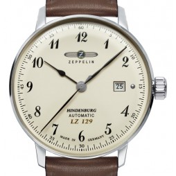 Zeppelin Atlantic Automatik beige Day Date Herrenuhr 84665 mit Lederarmband
