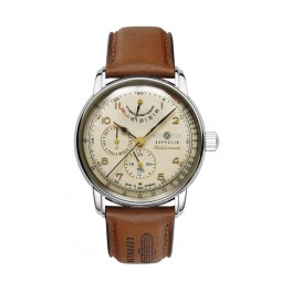 Zeppelin Atlantic Automatik beige Day Date Herrenuhr 84665 mit Lederarmband