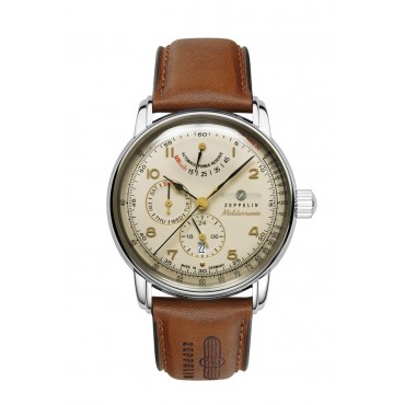 Zeppelin Atlantic Automatik beige Day Date Herrenuhr 84665 mit Lederarmband