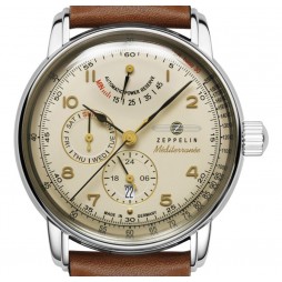 Zeppelin Atlantic Automatik beige Day Date Herrenuhr 84665 mit Lederarmband
