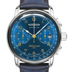 Zeppelin Méditerranée Blau Herrenuhr Chronograph 96703