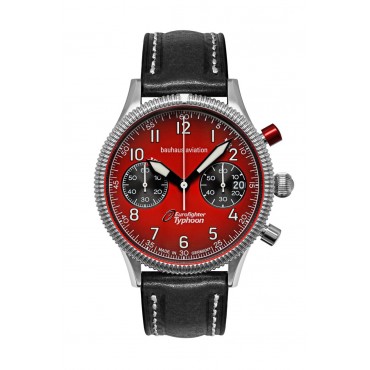 Bauhaus Aviation Eurofighter RED Herrenuhr 25765 Chronograph mit Lederarmband