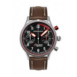 Bauhaus Aviation Eurofighter Black Herrenuhr 25762 Chronograph mit Lederarmband