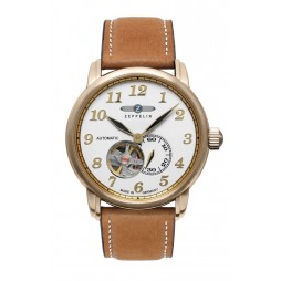 Zeppelin Herrenuhr Automatik 76641 mit offenem Herz und Lederarmband