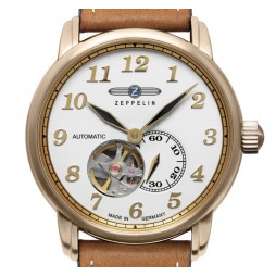 Zeppelin Herrenuhr Automatik 76641 mit offenem Herz und Lederarmband