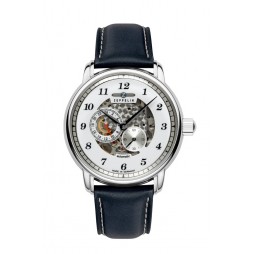 Zeppelin Herrenuhr Automatik 86583 mit skelettiertem Ziffernblatt Lederarmband