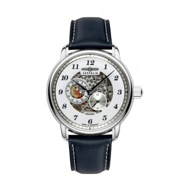 Zeppelin Herrenuhr Automatik 86583 mit skelettiertem Ziffernblatt Lederarmband