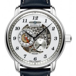 Zeppelin Herrenuhr Automatik 86583 mit skelettiertem Ziffernblatt Lederarmband