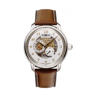 Zeppelin Herrenuhr Automatik 86581 mit skelettiertem Ziffernblatt Lederarmband