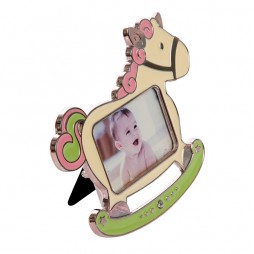 Goldbuch Horse Rahmen pink 7x4,5 cm , Baby Rahmen aus Metall