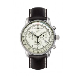 Zeppelin "100 Jahre" Herrenuhr Quarz Chronograph 86803 mit Lederarmband Leuchtzifferblatt